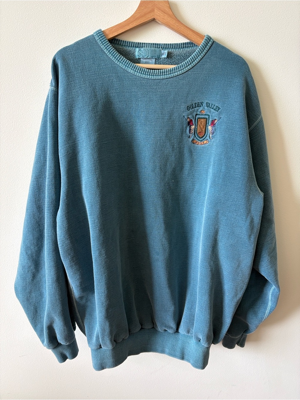 Vintage Teal Crewneck Sweatshirt - Men's Casual Pullover